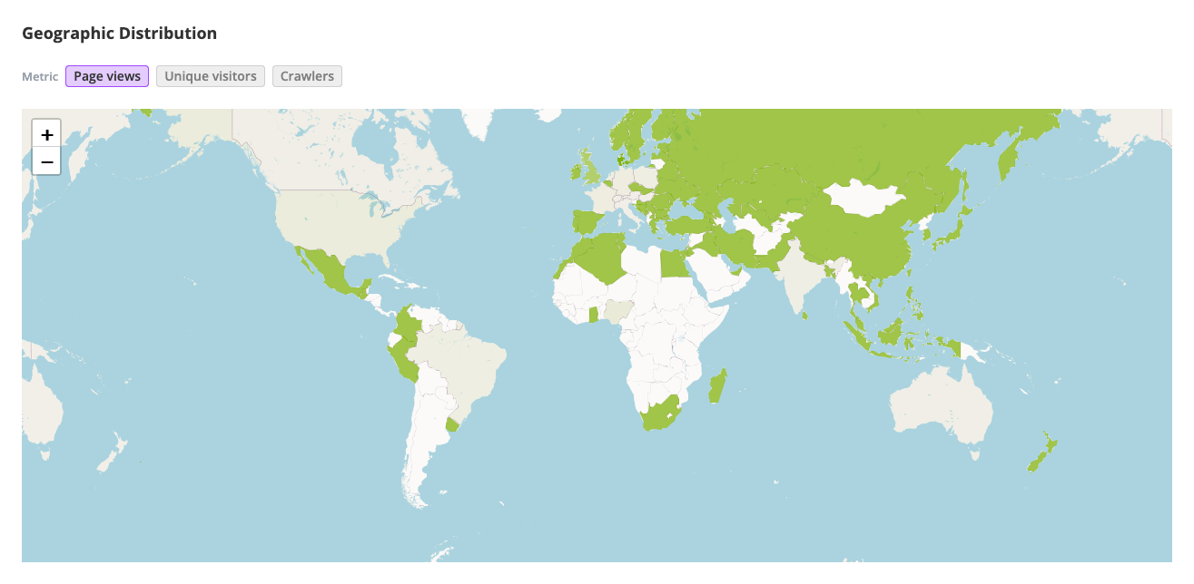 Browser monitoring geographic distribution map